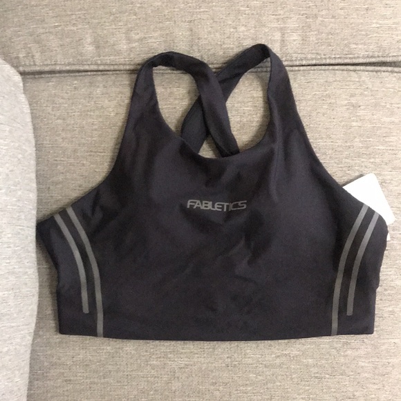 Fabletics No Bounce High Impact Sports Bra Black Reflective - Picture 3 of 5